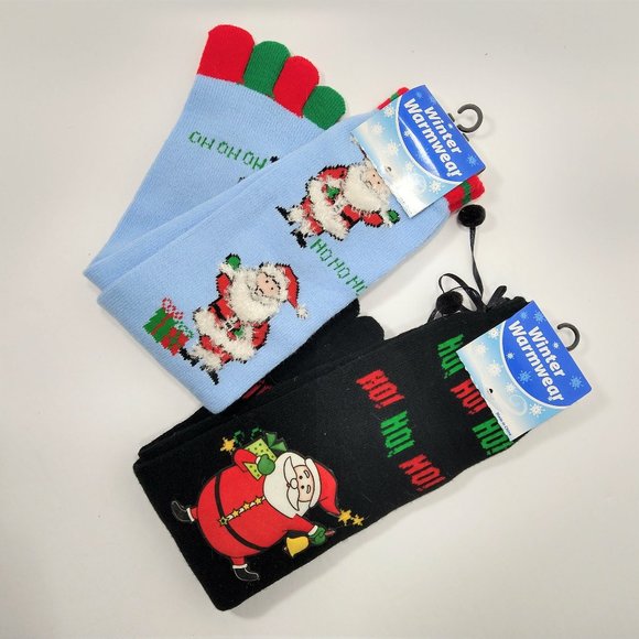 Lot of 2 Santa Christmas Toe Socks Long One Size - Picture 1 of 3